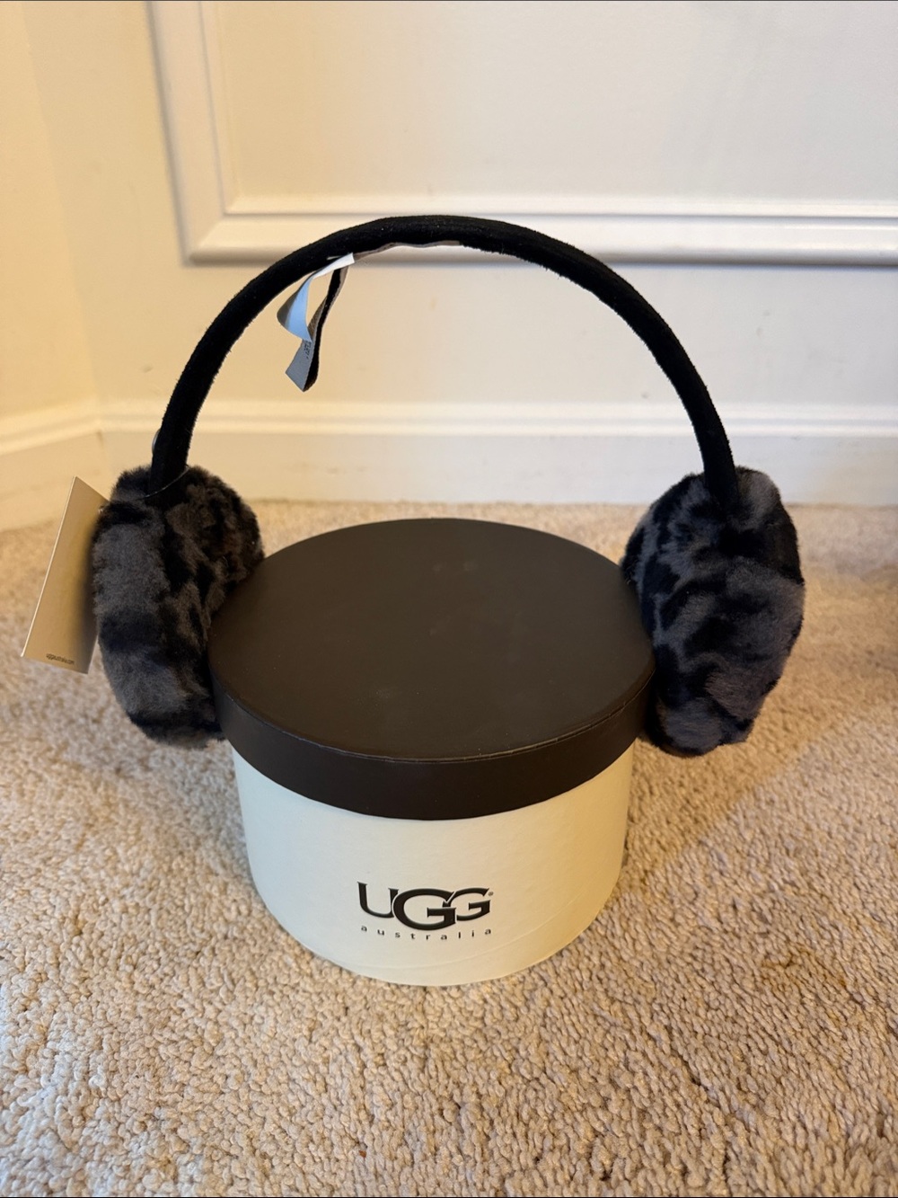UGG Gray and Brown Leopard Earmuffs
